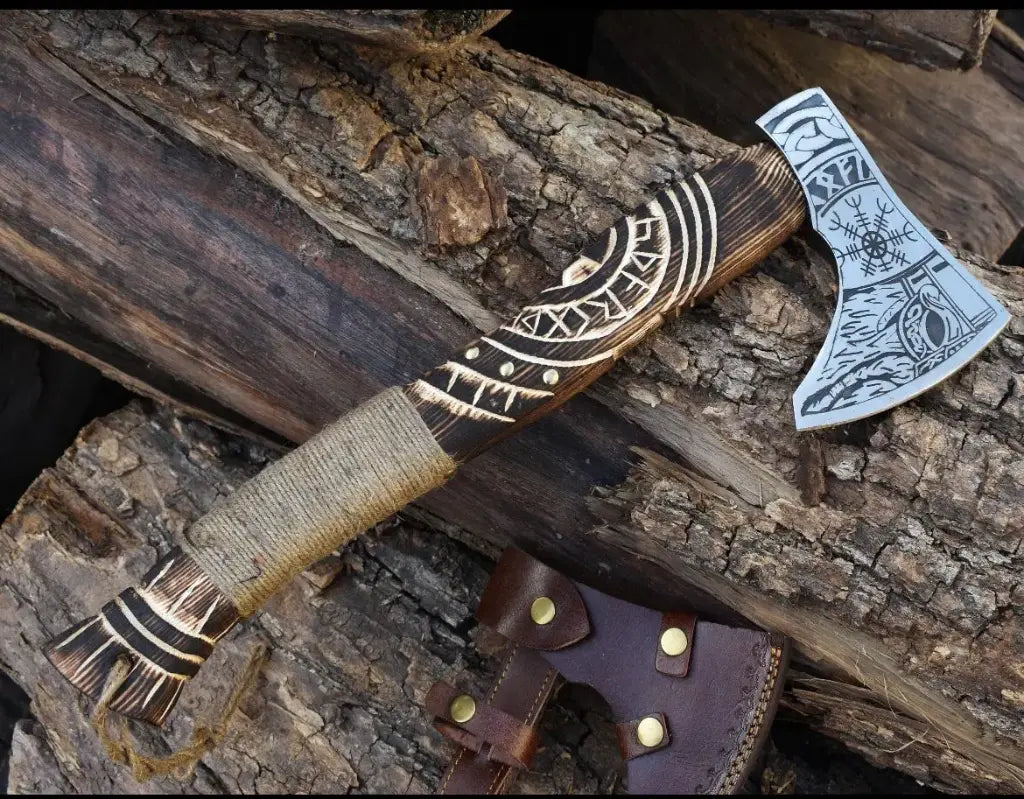 Viking Battle Axe With Leather Cover