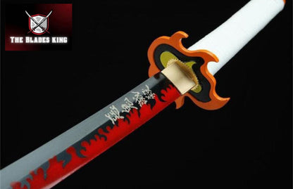 Rengoku's Katana from Demon Slayer - Handmade Carbon Steel Cosplay Sword