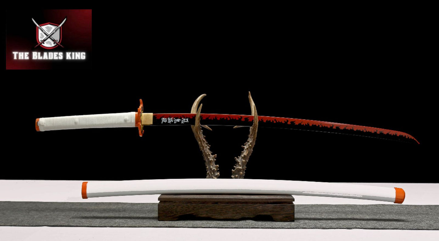 Rengoku's Katana from Demon Slayer - Handmade Carbon Steel Cosplay Sword