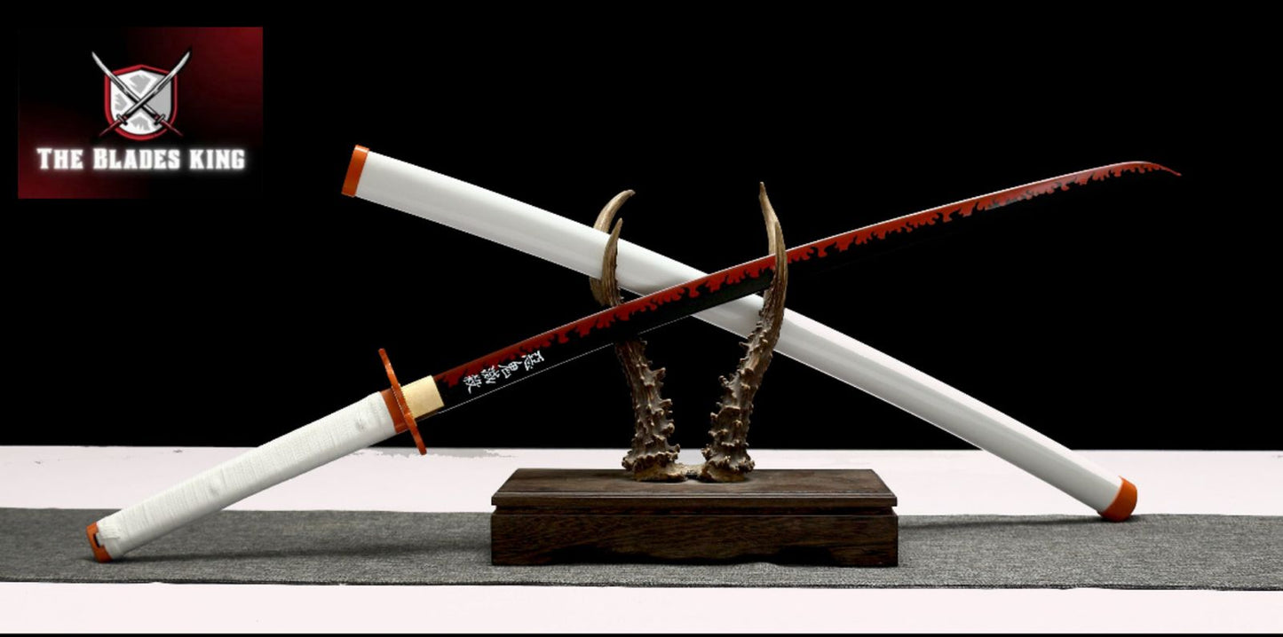 Rengoku's Katana from Demon Slayer - Handmade Carbon Steel Cosplay Sword