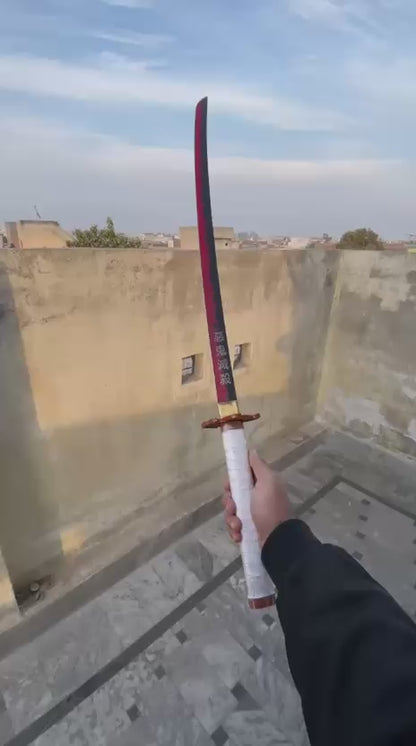 Rengoku's Katana from Demon Slayer - Handmade Carbon Steel Cosplay Sword